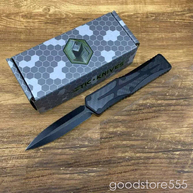 Heretic Giant OTF fixed blade knife D2 pocket knife Black Blade Aviation couteau Aluminum Carbon Fiber Handle Outdoor Camping Tool