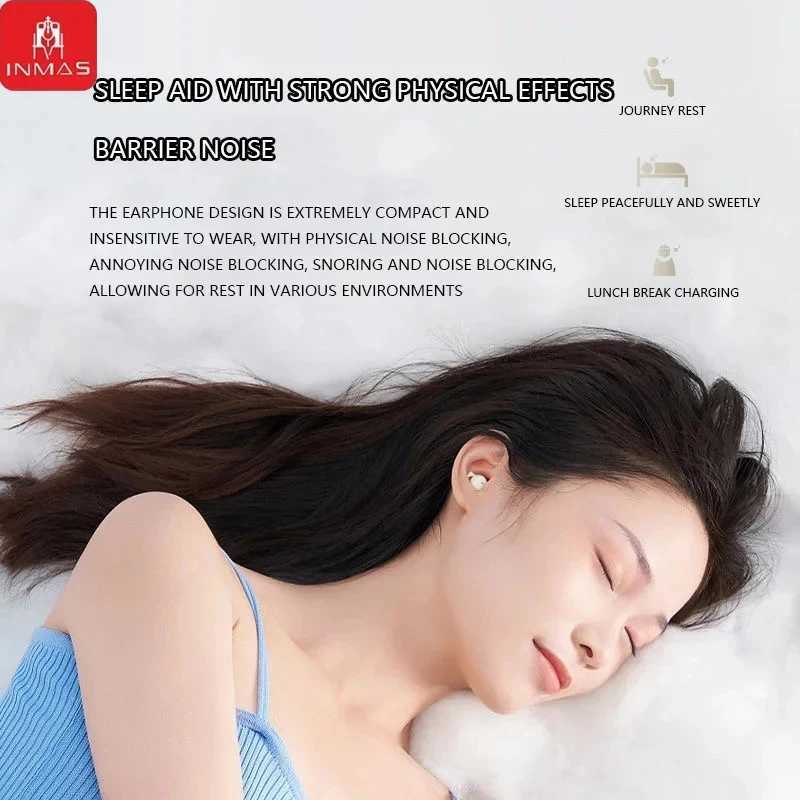 INMAS Q26 ENC Mini Portable Wireless Headsets Bluetooth In-Ear Earphone Noise Reduction Earbud Invisible Sleep Headphones HD Mic D260319