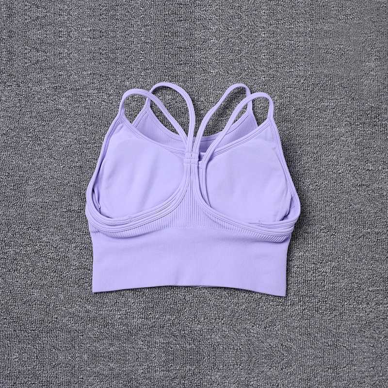 2024 New Thin Shoulder Strap Beautiful Back Sports Bra Women knit sling ribbed yoga bra tops Z20260319