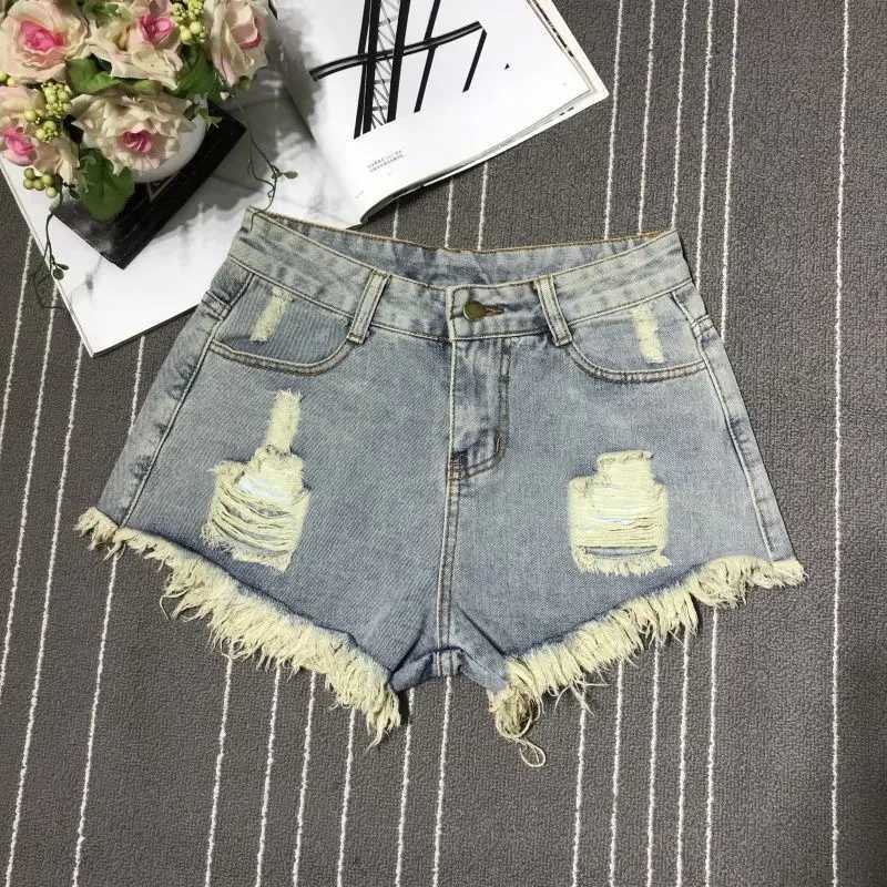 Sexy Hollow Out Denim Shorts Fashion Women RETRO A-Line Loose High Waist Hot Y2K Short Pants Casual Streetwear Trousers M260319