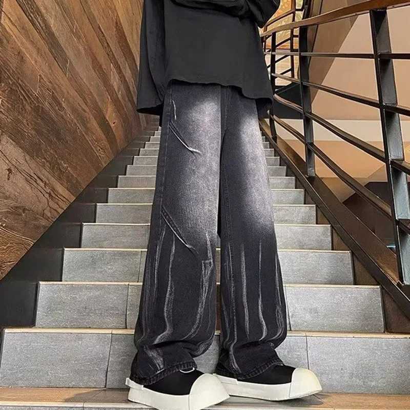 Autumn And Winter Dye Jeans Mens Denim Jeans New Casual Jeans Straight Leg Pants Baggy Pants Hip-Hop Pants M260319