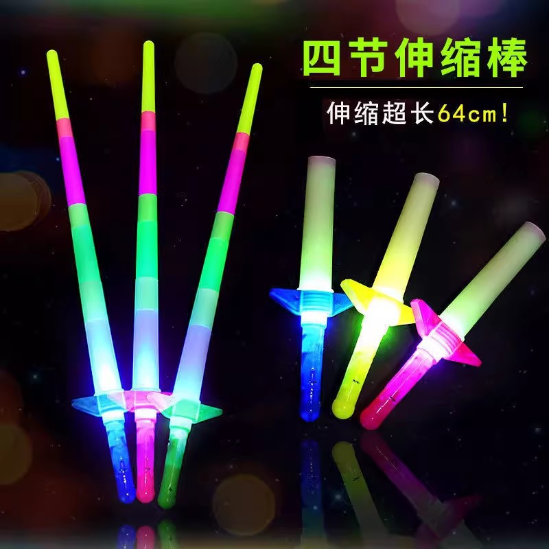 LED Light Up Fairy Wand Telescopic Butterfly Sword Glowing Magic Stick Toy for Kids Party Night Market Gift