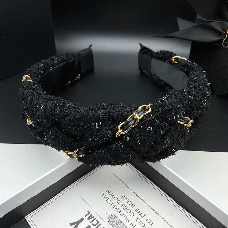 High end black headband headband fashionable chain wrapped headband hair clip to increase the height of the skull hair clip H260319