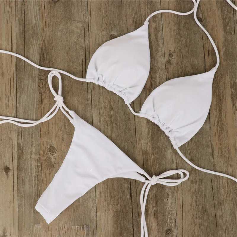 Summer Sexy Solid Bikini Sets Women Tie Side G-String Thong Swimsuit Female Bandage Bathing Suit Brazilian Swimwear BiquiniT260318