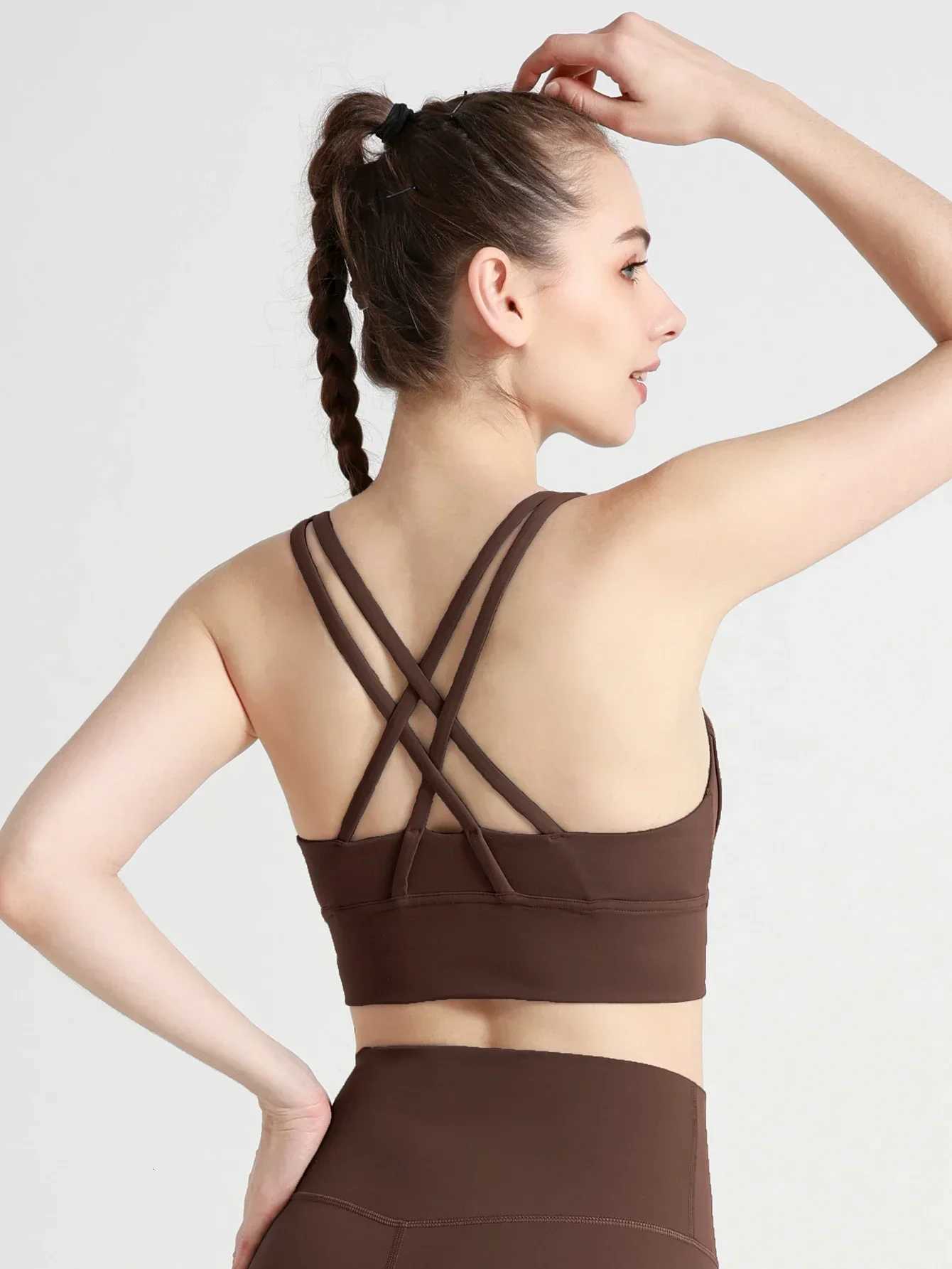 High Elastic Women Fitness Yoga Bras Fashion Cross Strap Beautiful Back Shockproof Yoga Top for Running Fitness Cycling Outdoor Z20260319