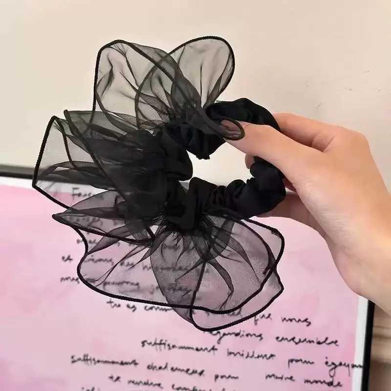1pc organza fashion skirt shape large intestine hair tie new mesh pleated head flower hair rope tie head band hair ornament H260319