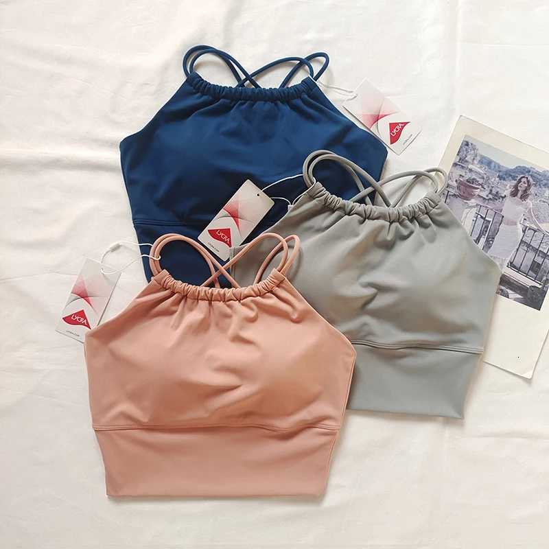 Womens Halter Neck Sports Bra - Built-in Cups Racerback High Support Moisture-Wicking Workout Fitness Yoga Top Z20260319