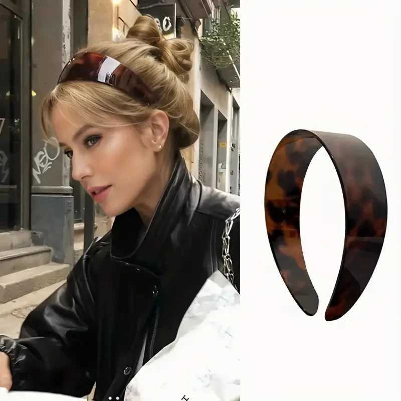 Retro Wide Tortoiseshell Headband Amber Leopard Print Patterned Toothed Non Slip Headband Washing Face Makeup Acetate Headwrap H260319