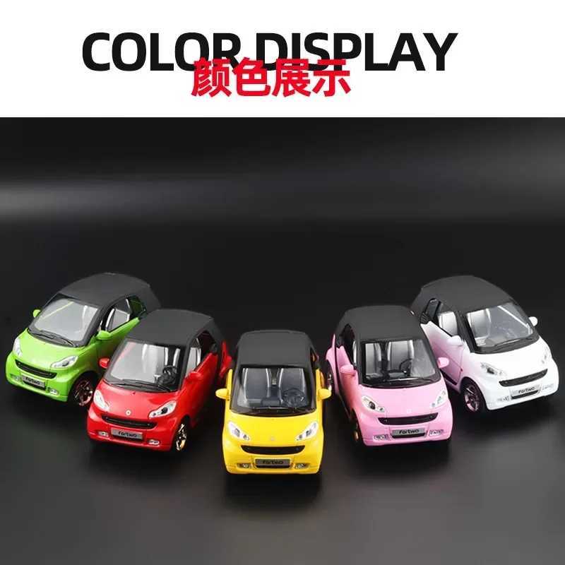 132 Benz SMART Cute Alloy Model Car Metal Diecast Car Simulation Sound And Light Pull Back Toy Car For kids Collection Gifts Y260319
