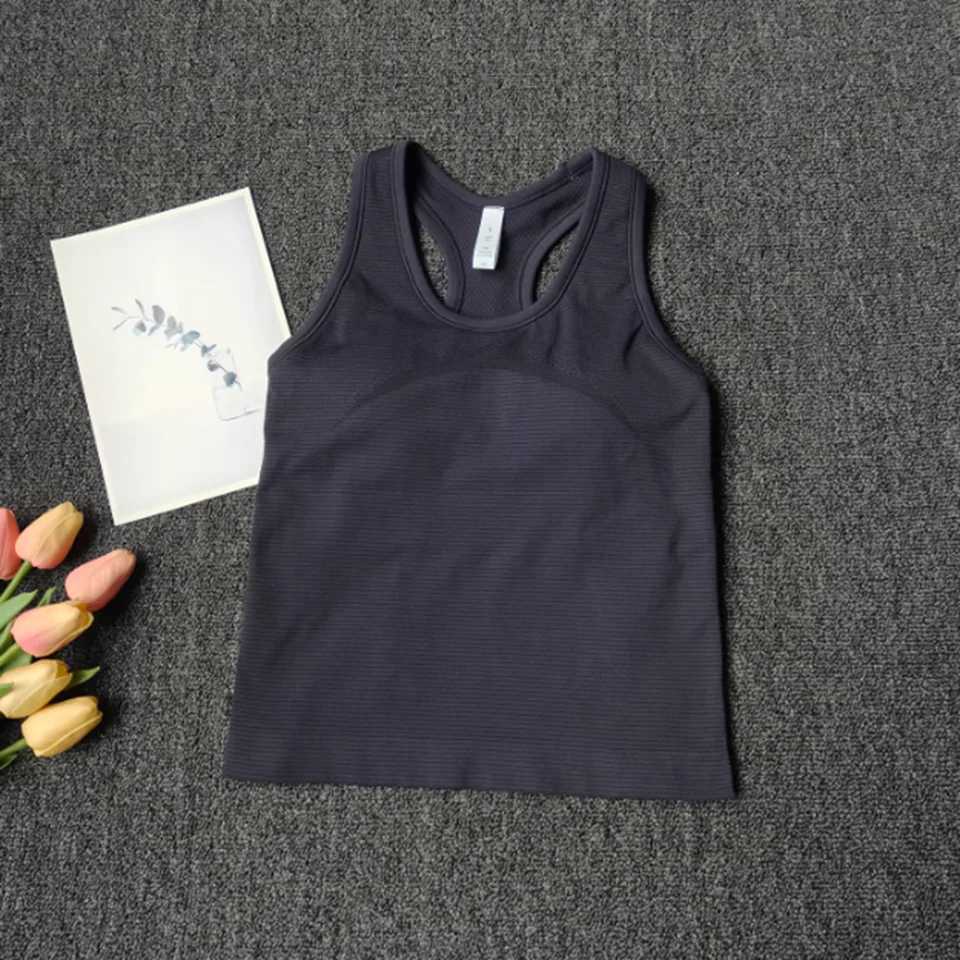 Womens Threaded Sports Vest with Chest Pads Running Fitness Yoga Top Pilates Sports Top Z20260319