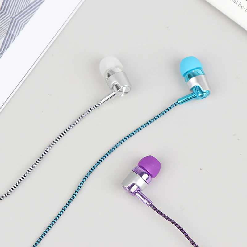 35mm Wired Earphones With Microphone Earplugs Subwoofer Game Sports Earphones In Ear Braided Cord Wired Earphones D260319