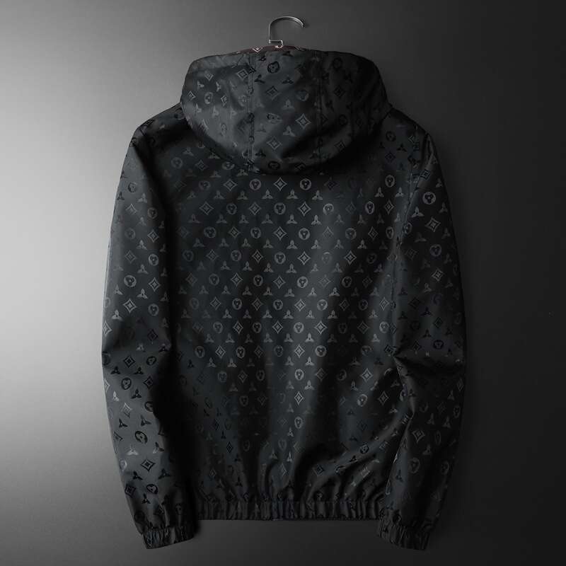 2026 New Trendy Hooded Jacket Men's Spring And Autumn Printed Casual Slim Fit Plus Size Thin Coat