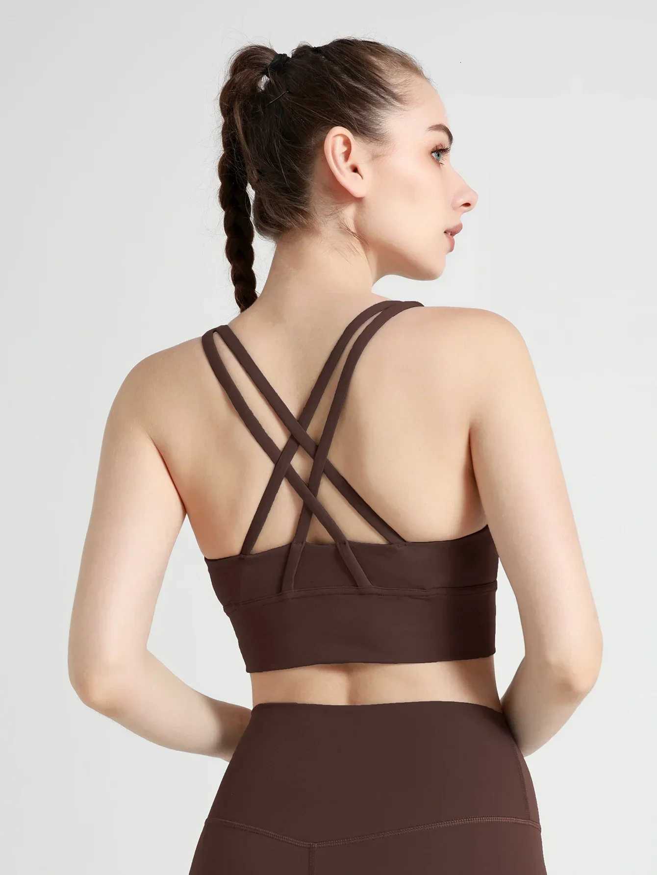 High Elastic Women Fitness Yoga Bras Fashion Cross Strap Beautiful Back Shockproof Yoga Top for Running Fitness Cycling Outdoor Z20260319