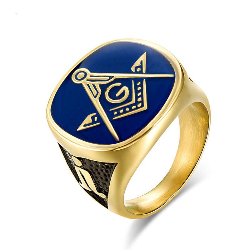 ins-style hip-hop punk fashion trendy men's creative AG titanium steel ring Masonic hand accessory