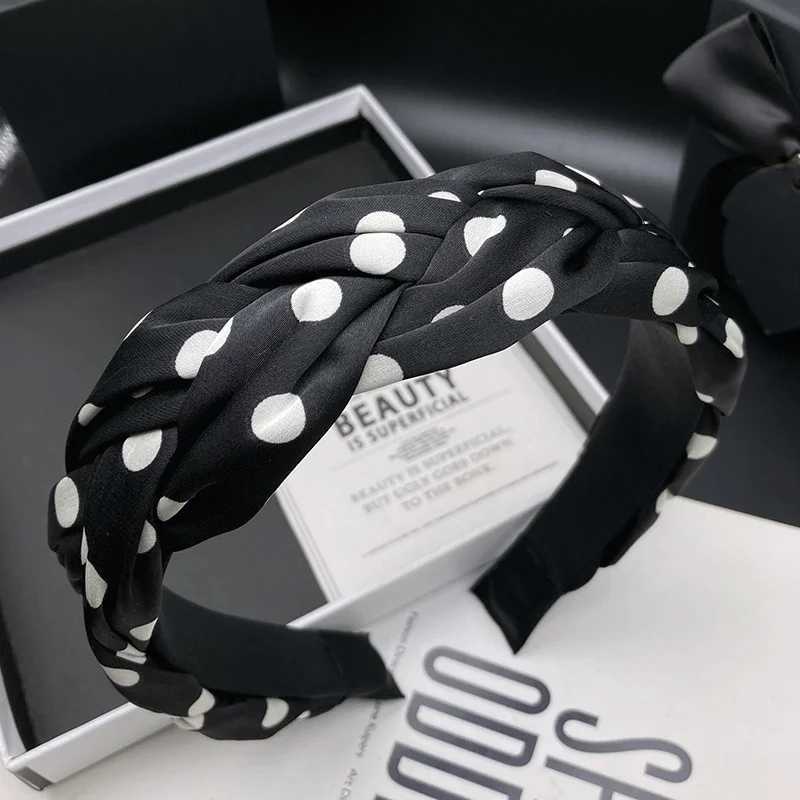 Retro polka dot new woven hairpin headband for women high skull top adult headwear hair pressure face wash headband H260319
