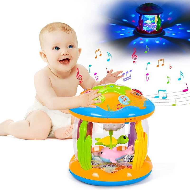 Baby 4 in 1 Tummy Time Crawling Toy Early Learning Sea Animals Sensory Toy Light Up Musical Projector for Infant Toddler Gifts Y260319