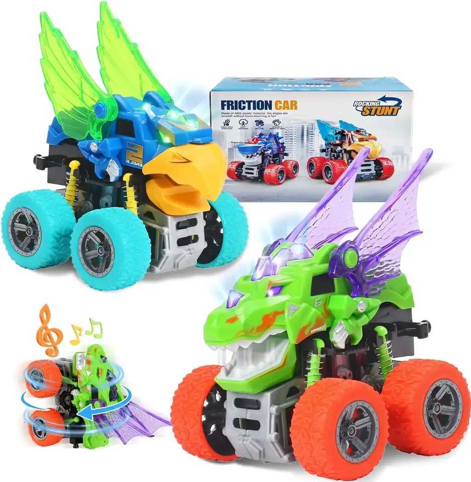 Childrens Dinosaur Toys - Light Up Monster Truck Pull Back Dinosaur Car Kids Interactive Toy Y260319