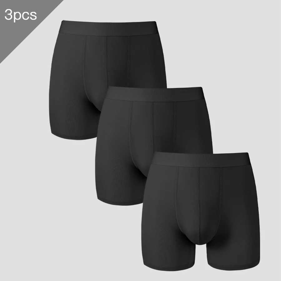 3PCS Mens extended sports underwear plus-size ice silk quick-drying mens anti-chafing leg briefs D260319