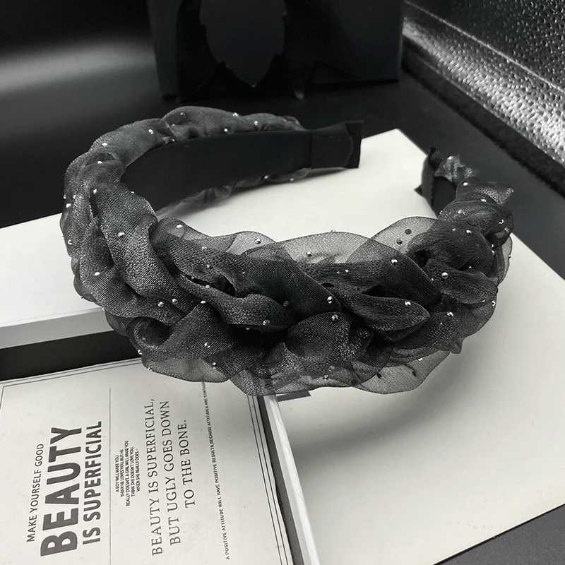 New mesh headband for women with high skull top and rhinestone hot stamping for daily hair and face washing H260319