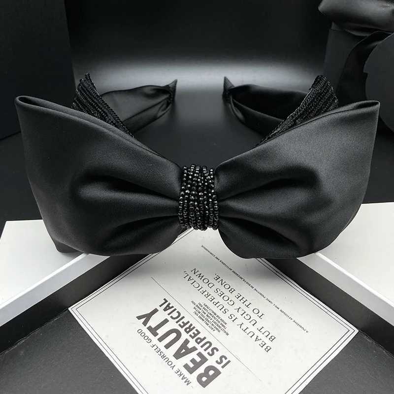 Black satin hairpin headband for women wrapped with black crystal high skull top pressed hair face wash headband H260319