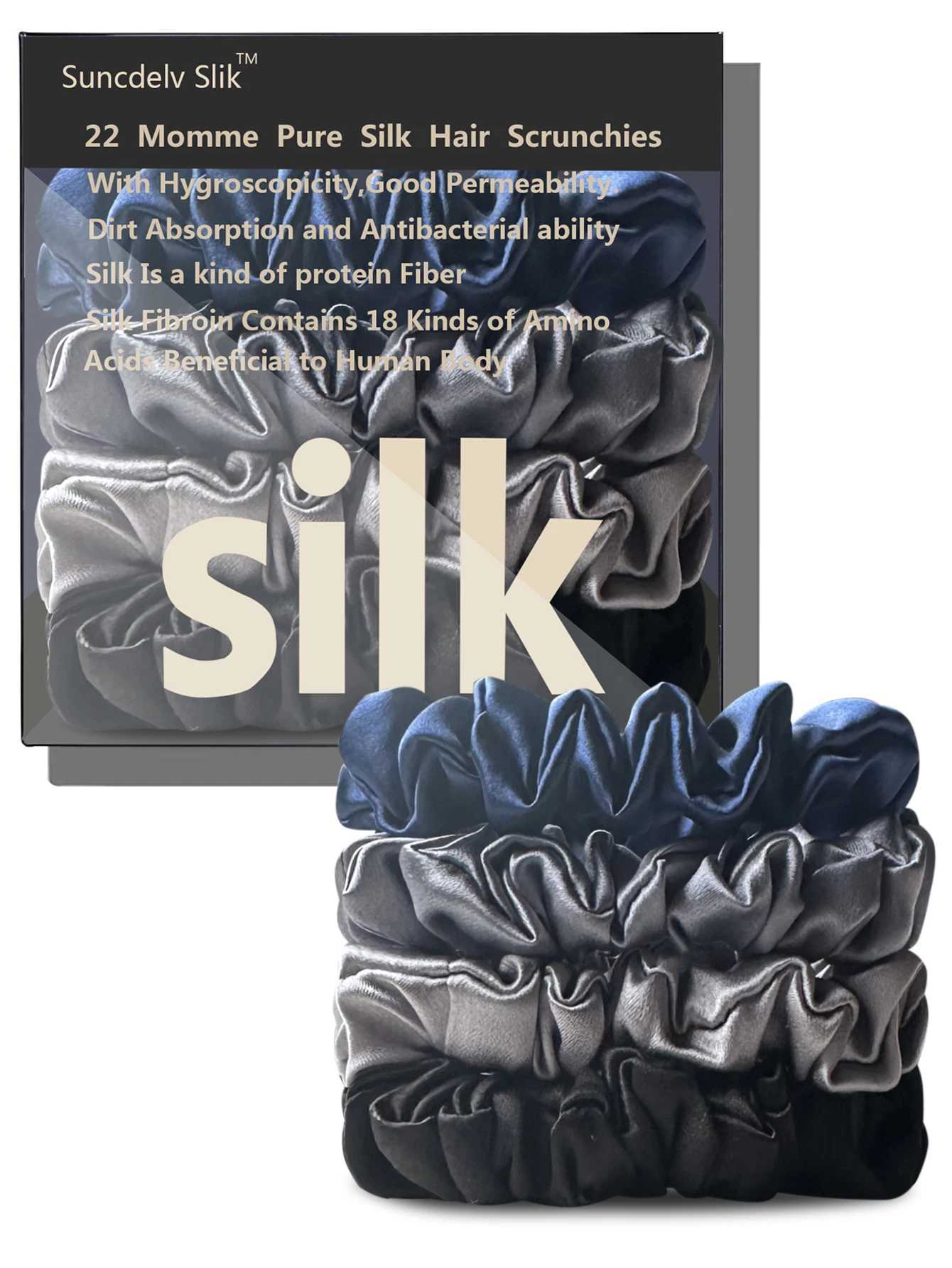 4PCS 100 Pure Mulberry Silk Hair Scrunchie Handmade Hairbands Women Hair Accessories Pure Color Natural HairTies Width 2CM H260319