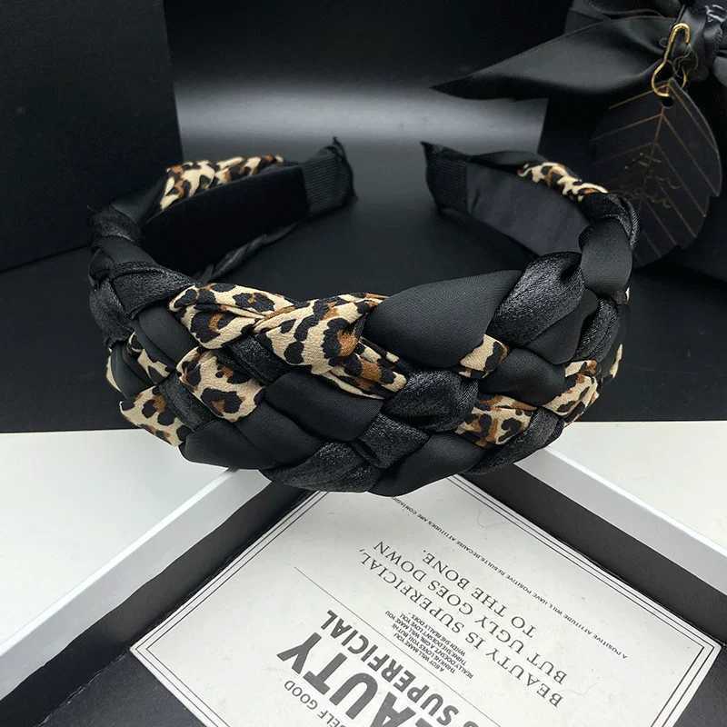 New leopard print woven hairpin headband for women with high skull top color matching fashionable and stylish hair tie H260319