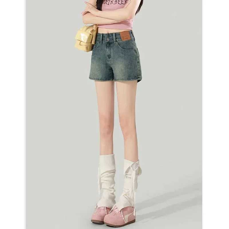 Summer Lady Double Buckle High Waisted Jeans Girls Basic Casual Daily Short Pants Female Korean Denim Mini Pants M260319