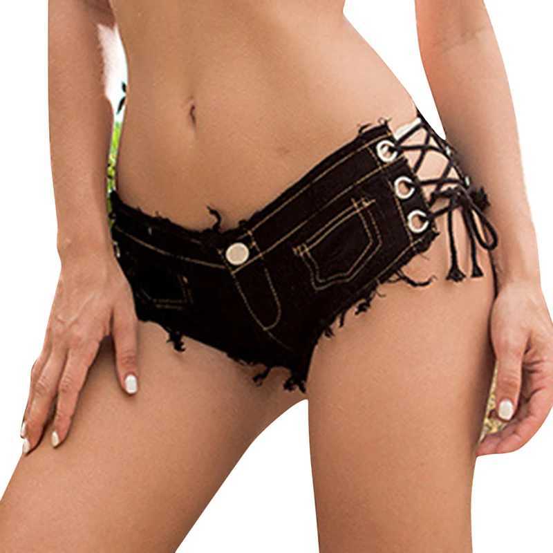 Bandage Design Denim Shorts For Women Trendy Hot Pants Ultra Short Nightclub Womens Sexy Beach Vacation 2024 New FashionSummer M260319