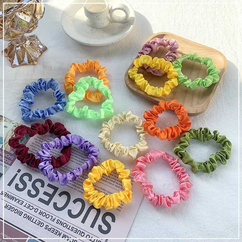 3PCS/Lot Luxury Brand Solid Color Satin Silk Hair Scrunchies For Women Simple Female Elastic Hair Bands Rubber Band Accessories H260319