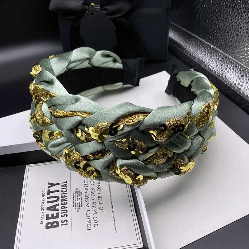 Light luxury fashion sequin hair clip headband for women with high skull top high-end feeling wide edge compression headband H260319