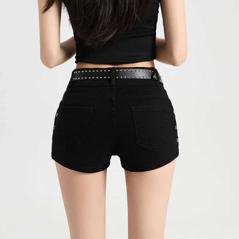 Hip Enhancing Tight Denim Super Short Shorts Women Low Rise Studded Slim Hot M260319