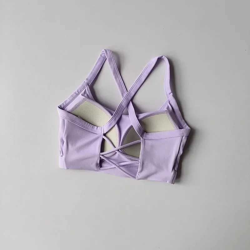 Womens Solid Color Yoga Underwear Fitness Bra Soft Cross Back Push-Up Gym Sports Top with Chest Pad Yoga Vest Sport Crop Top Z20260319