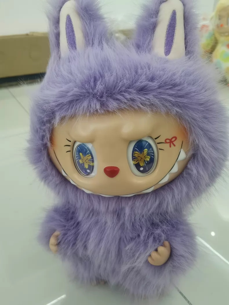 38cm Labubu The Monsters Purple Pink Vinyl Doll Figurine High Quality Exquisite Craft Valentine's Day Gift QIAOWANTONG