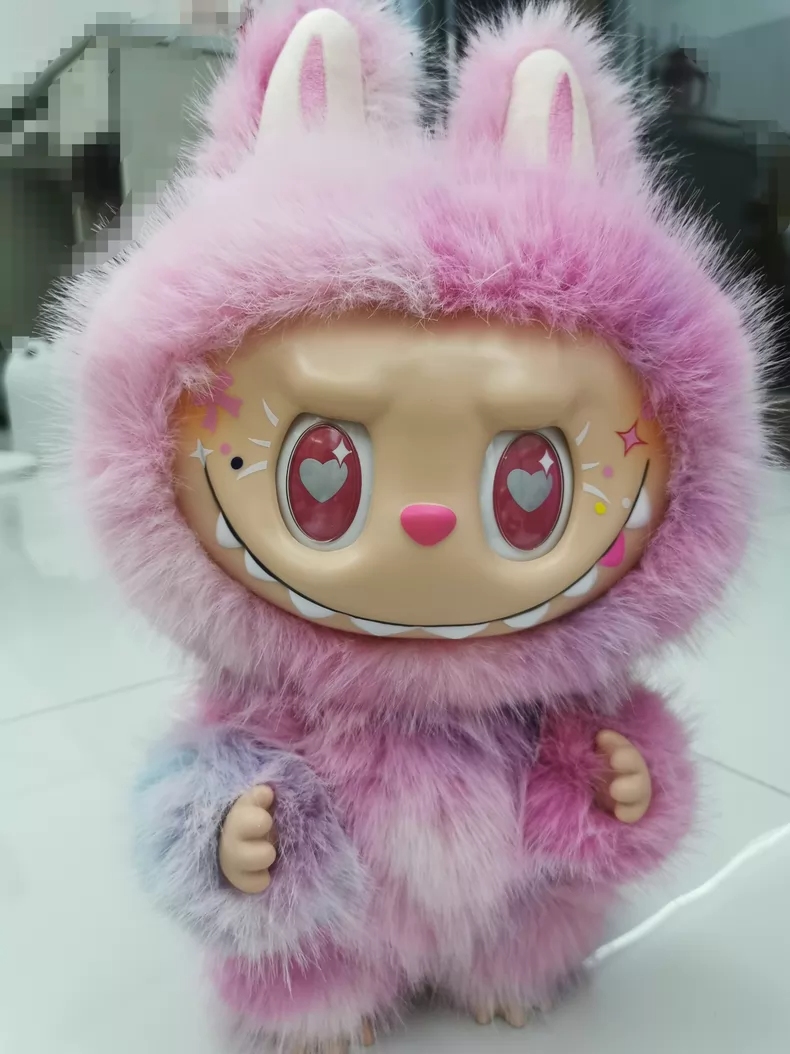 38cm Labubu The Monsters Purple Pink Vinyl Doll Figurine High Quality Exquisite Craft Valentine's Day Gift QIAOWANTONG