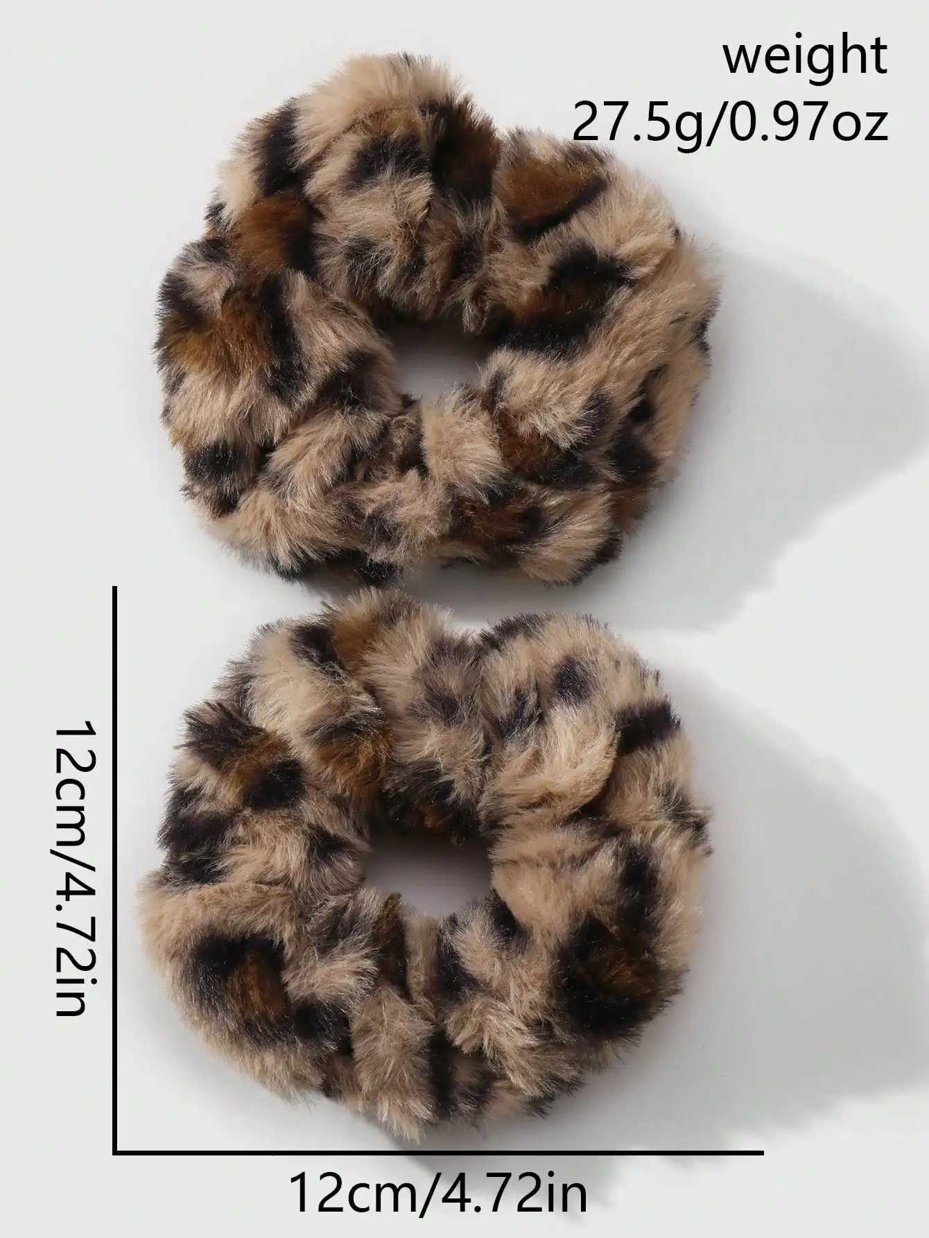 ROMWE Kawaii 2pcs/Set Chic Vintage Leopard Print Fluffy Scrunchies Korean Style Sophisticated Suitable For Women Daily Wear H260319