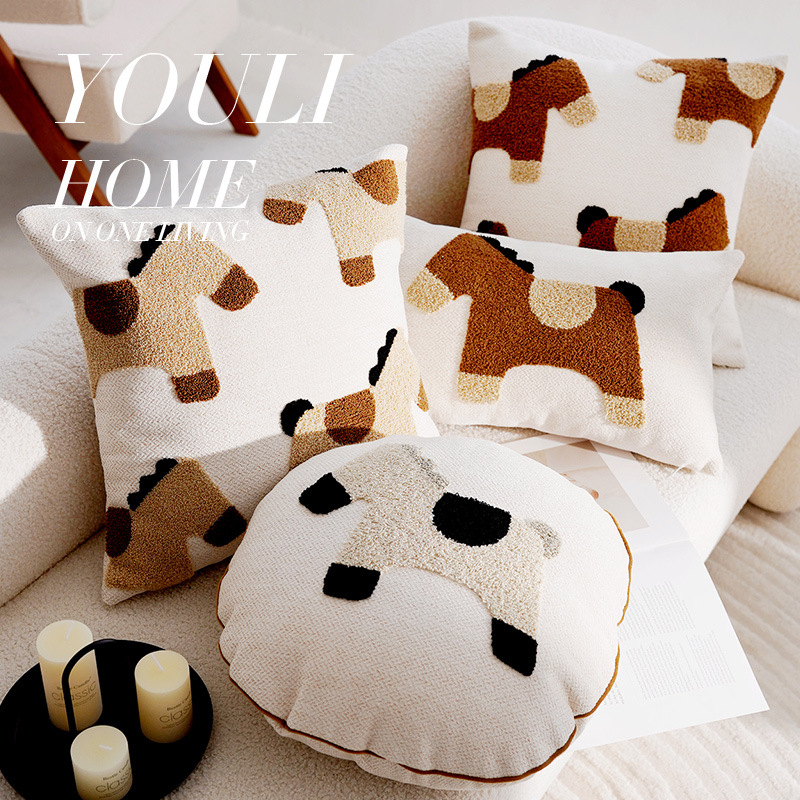 Original children's cartoon throw pillow round high-grade pony sofa pillow cover light luxury bay window pillow bed cushion