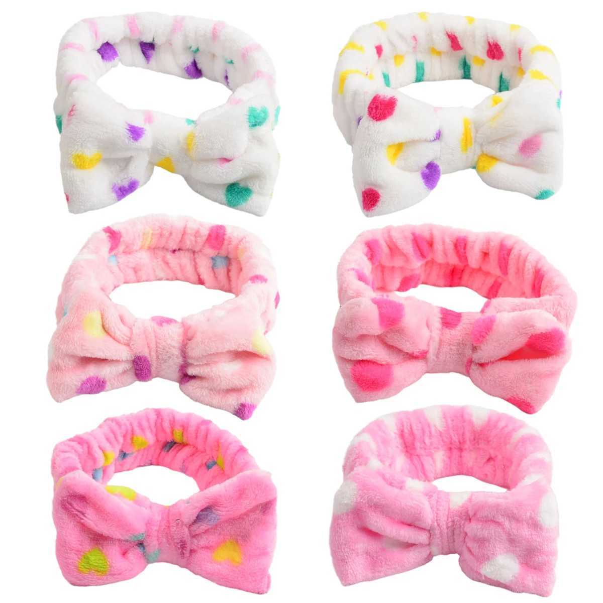 6 Pcs Spa Facial Headbands Set - Soft Fleece Headbands for Makeup Face Washing Skin Care Yoga and Shower with Bow Hair Band H260319