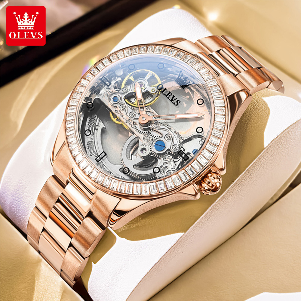 Watches Men Designer Watch Fashion Ouly Brand Watch Direct Sales Personalized Fashion Hollow Diamond Waterproof Leather Strap Women's Watch