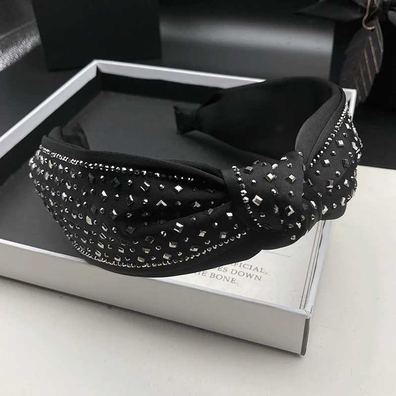 Black high-end temperament diamond studded hair clip womens retro fashion headpiece wide edged wash face headband H260319