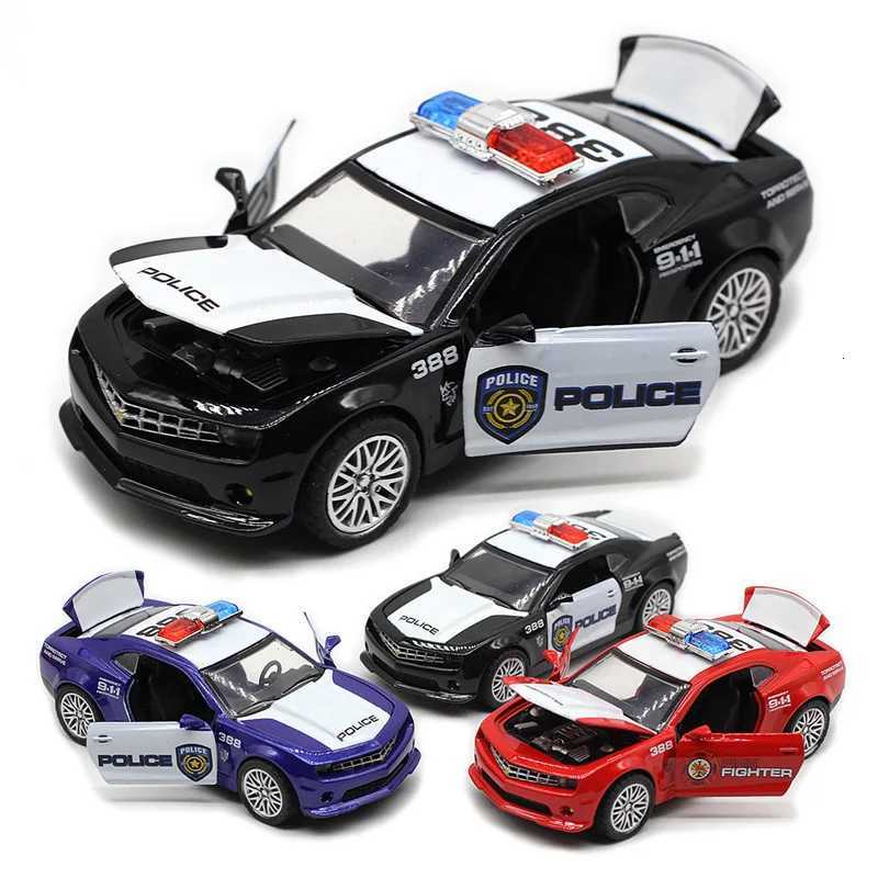 132 Camaro Police car fire truck Classic sports car High Simulation Diecast Metal Alloy Model car Collection Kids Toy Gift Y260319
