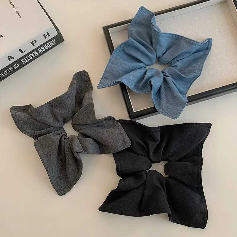 22x22cm Vintage Retro Women Oversized Denim Square Scrunchie Female Ponytail Hair Ties Elastic Hair Band Headwear Accessories H260319