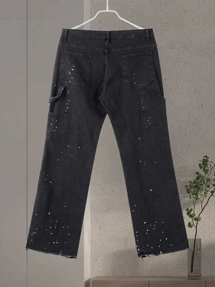 Washed Jeans Men Vintage Mid Waist Pockets Button Zipper Fly Distressed Ankle Length Denims Trousers Streetwear Straight Pants M260319