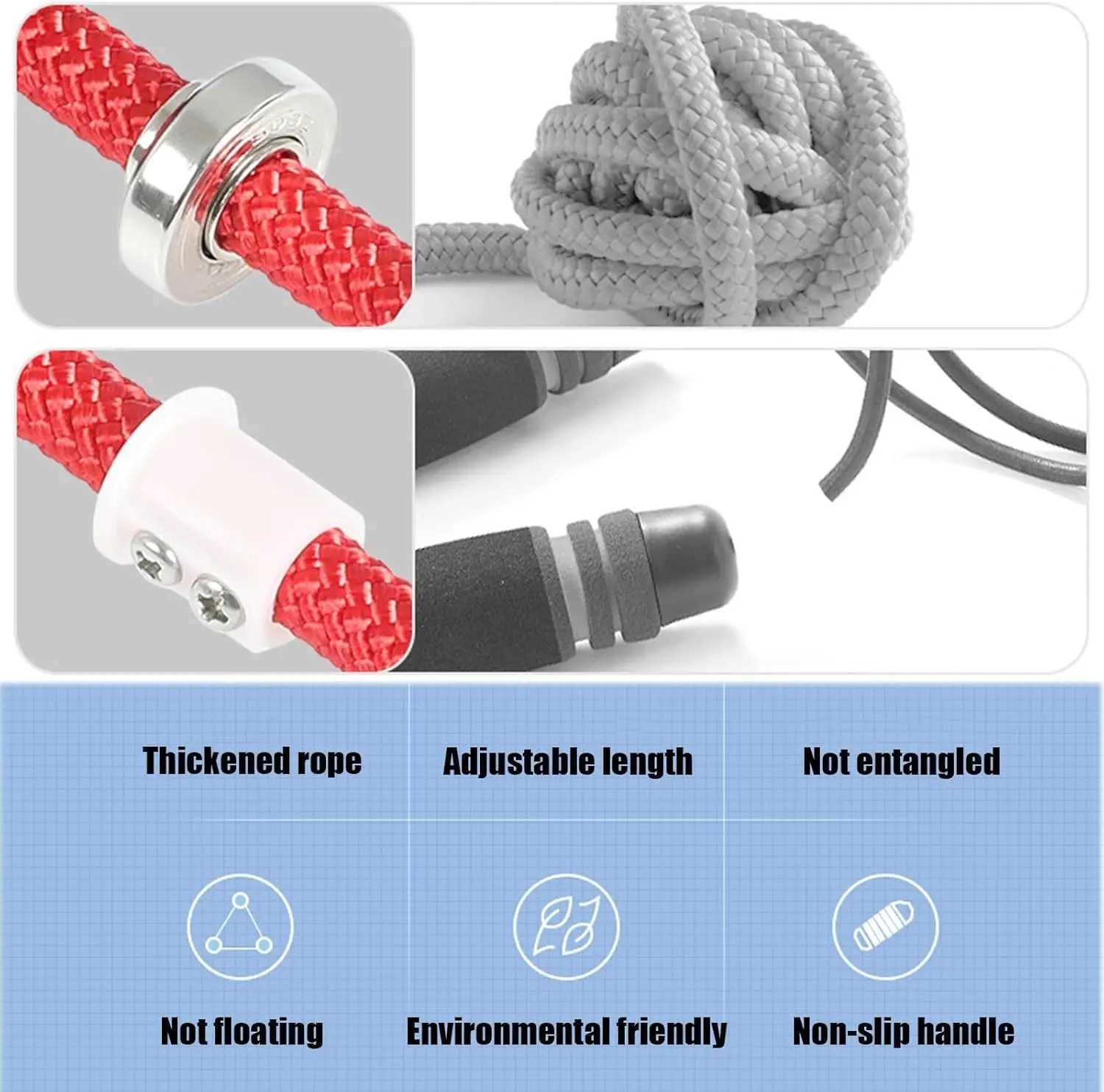 16ft Adjustable Jump Rope for Kids and Adults Double Dutch Team Skipping with Durable Nylon Core 360 Rotation M260319