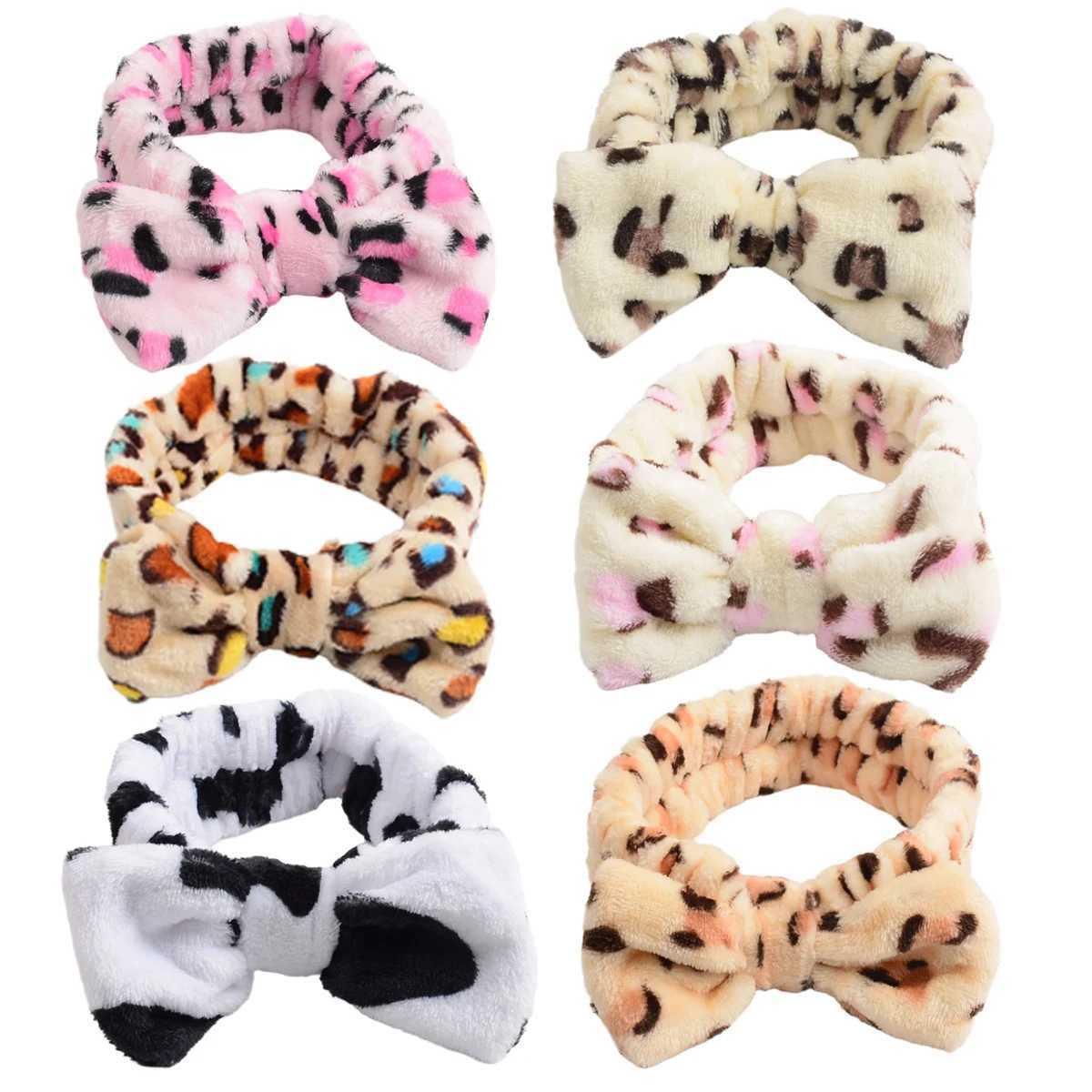 6 Pcs Spa Facial Headbands Set - Soft Fleece Headbands for Makeup Face Washing Skin Care Yoga and Shower with Bow Hair Band H260319