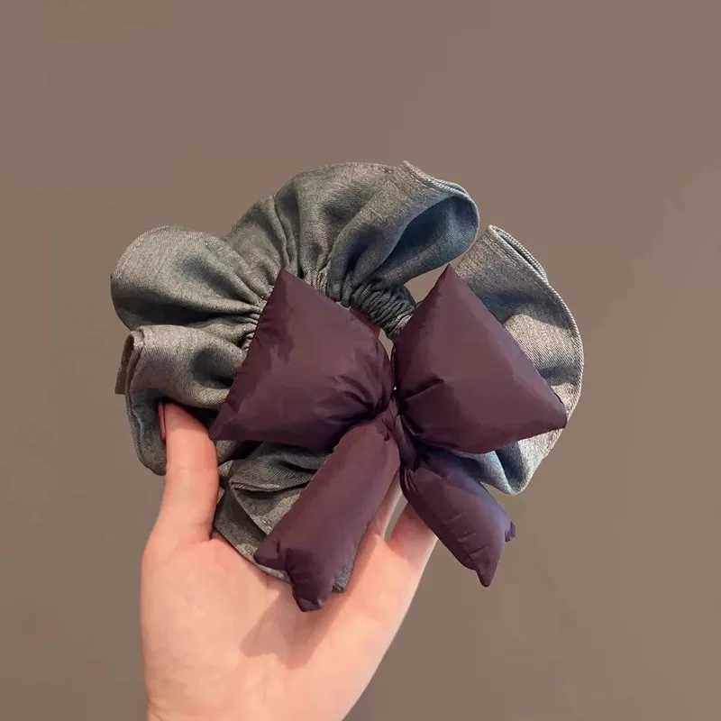 1 Pcs Womens Hair Scrunchies Bow Striped Simple Versatile Korean Elastic Hair Bands Cute Kawaii Sweet Hair Accessories Girl H260319