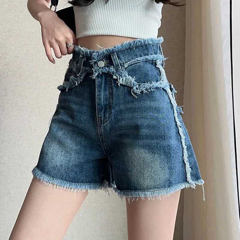 2025 Popular Women Casual Jeans Shorts Female New Cuffs Cutehigh Waisted Jeans Girls A-line Design Sense Baggy Hot Pants M260319