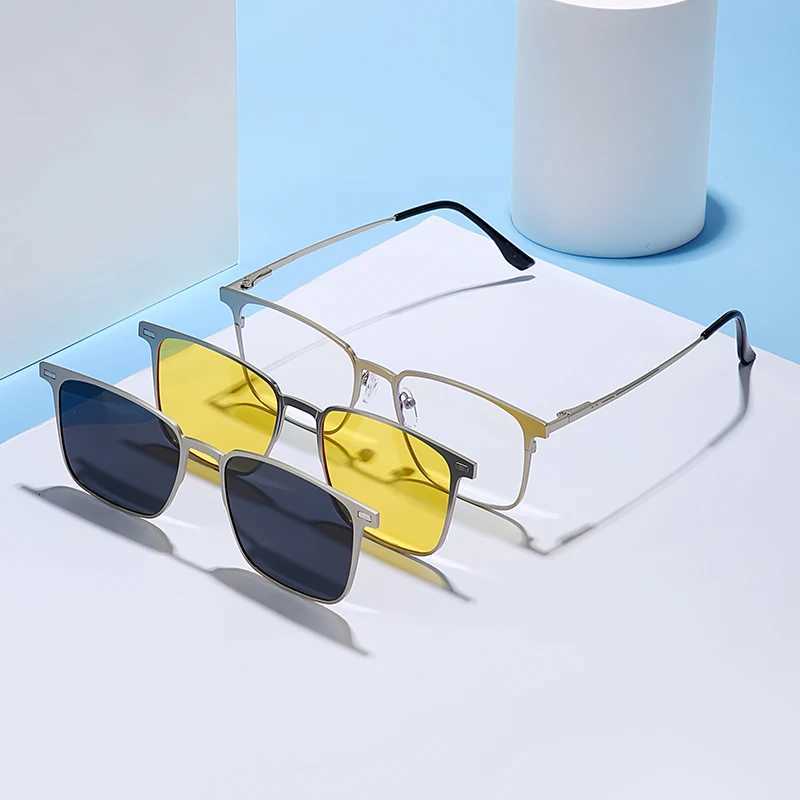 Caterside New Polarized Sunglasses Mens Metal Frame Women Sun Glasses Set Multi Lens Magnetic Suction 3-In-1 Eyewear UV400 H260319 - view 4