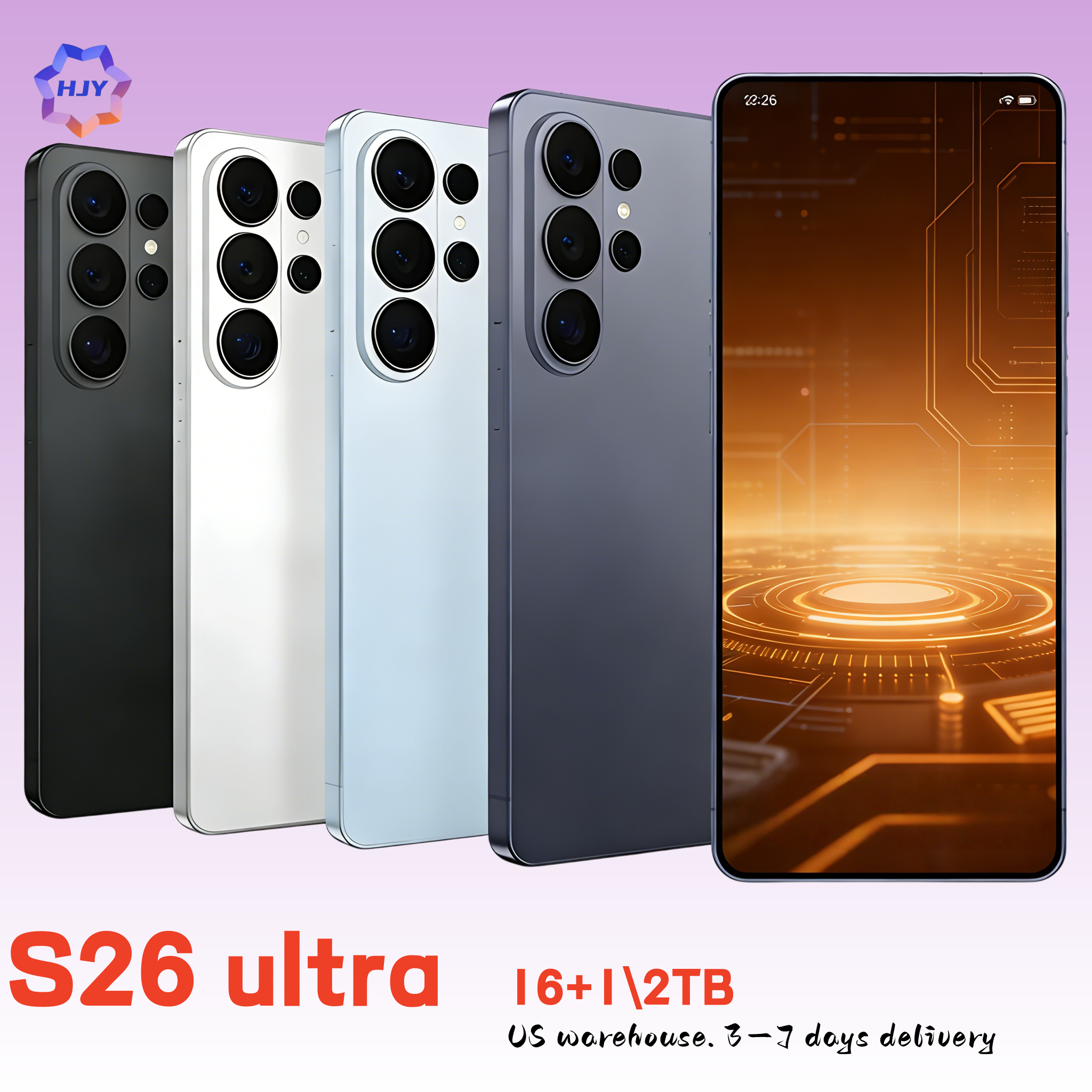 Designer S25 S26 Ultra iAndroid Smartphone Camera Face Phone Unlocked LTE 16GB+1TB HD GPS Mobile Phone Ring Packaging box bag