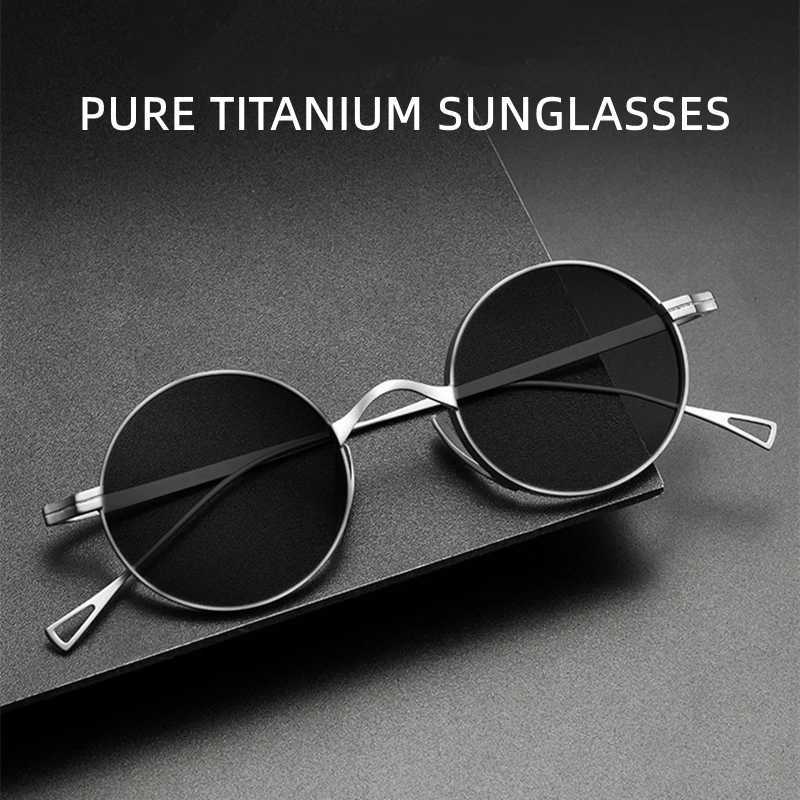Ultra Light Pure Titanium Myopia Sunglasses Men Vintage Designer Small Round Frame Sunglasses Women Retro Luxury Brand Eyewear H260319 - view 3