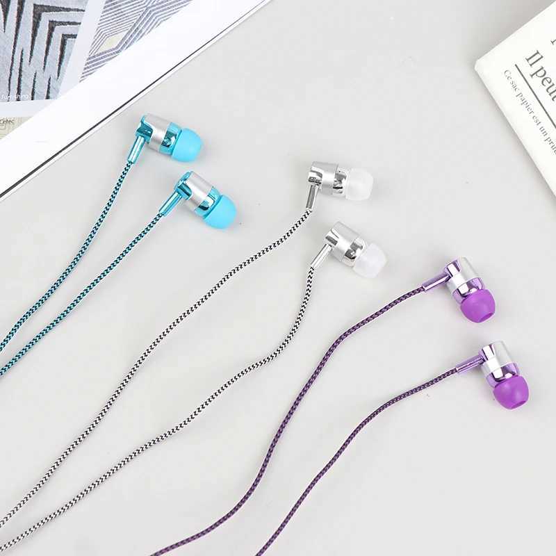 35mm Wired Earphones With Microphone Earplugs Subwoofer Game Sports Earphones In Ear Braided Cord Wired Earphones D260319